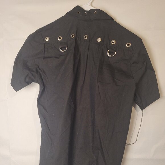 VTG Dead Threads Mens Gothic Metal Shirt Sz S Grommets D rings Zippered Pocket - Picture 3 of 3